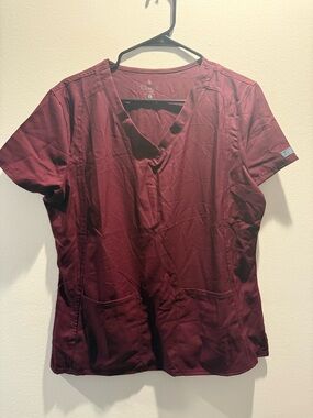 Med Couture V-neck Scrub Top in Wine Burgundy